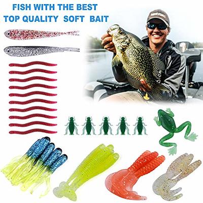 78pcs Fishing Lures Kit for Freshwater Bait Tackle Kit for Bass Trout Salmon  Fishing Accessories Tackle Box Including Spoon Lures Soft Plastic Worms  Crankbait Jigs Fishing Hooks