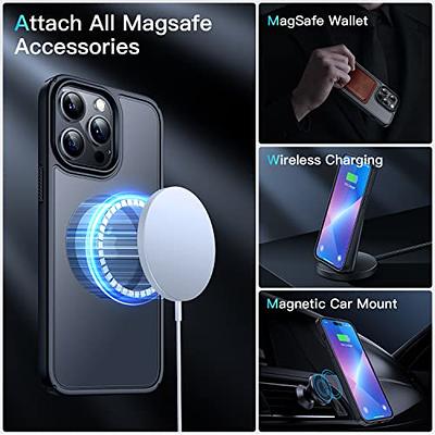 SUCGLES Magnetic Bumper Case for iPhone 14 Pro Case with MagSafe, [Strong Magnet] [12FT Military Grade Protection] Slim Translucent Matte Mag Safe Phone