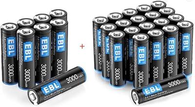 EBL 12 Pack 3000mAh 1.5V AA Lithium Batteries - High Performance Constant  Volt AA Lithium Battery for High-Tech Devices (Non-Rechargeable)