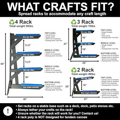 Storage Rack Solutions Outdoor or Indoor Kayak Rack, SUP Rack, Canoe Rack -  Kayak Storage Rack (100% Recycled Plastic, 4 Rack (Holds 4 Crafts)) - Yahoo  Shopping