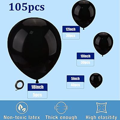  100pcs Black Balloons, 12 inch Latex Balloons, Helium Black  Party Balloons for Birthday Baby Shower Wedding Graduation Holiday Ballons  Party Decor(With 2 Black Ribbons) : Toys & Games