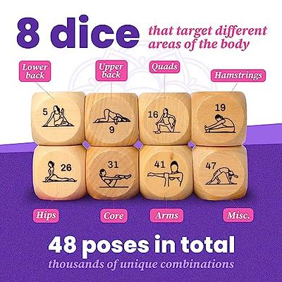  Zinsk 8-pc Wood Yoga Dice Set in Cardboard Storage Box -  Creative Yoga Accessories and Fun Yoga Gifts for Women - Wooden Workout Dice  & Fitness Dice to Create and