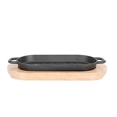 DOITOOL Cast Iron Steak Platter Pre- Seasoned Cast Iron Fajita Pan Sizzling  Fajita Pan Skillet Japanese Steak Plate with Wood Underliner Base for  Restaurant Home Kitchen Cooking - Yahoo Shopping