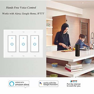 Smart Switch 1/2/3 Gang Wi-Fi Light Switches ,Smart Light Switch Compatible  with Alexa, Google Home and IFTTT