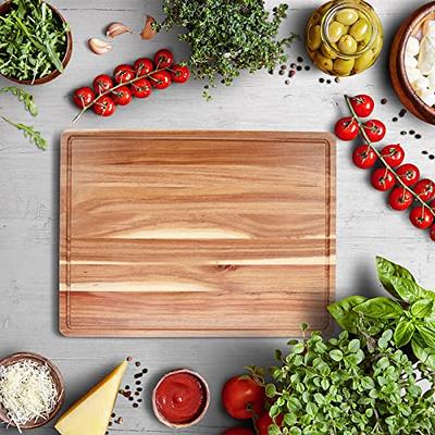 Bamboo Cutting Board, 17 x 11.8 Inch Kitchen Chopping Board for Meat,  Vegetables, Fruits, Bread, Cheese with Juice Groove 