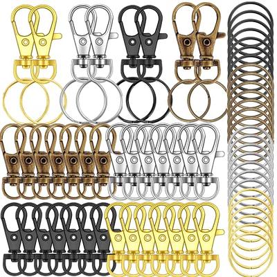 60pcs Swivel Clasps Lanyard Snap Hooks with Key Rings,Keychain Clip Hook  Metal Lanyard Keychain Hooks Lobster Claw Clasps for Keychain,Crafts,DIY