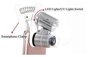 60-100X Portable Clip Microscope, LED Magnifier, Counterfeit Magnifier,  Jewellery Loupe, Magnifying Glass for Observing