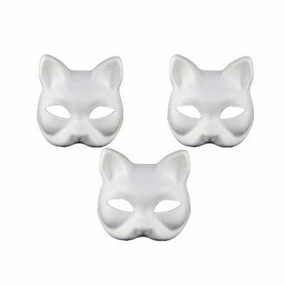 SAFIGLE Cat Mask Therian Mask Animal Mask Halloween Mask for Kids Adults  White Cat Mask Hand Painted Face Mask Animal Party Cosplay Costume