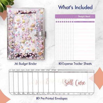 Soul Mama Budget Binder with Zipper Envelopes - Black Money Organizer for Cash, A6 Binder Cash Envelopes for Budgeting, Money Saving Binder with