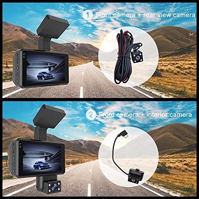 Dash Cam 3.0 inch IPS Screen with 3 channel Front,Interior,Rear Car Camera