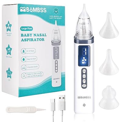 Baby Nasal Aspirator, Bellababy Baby Nose Sucker, Baby Booger/ Snot Remover  with 3 Suction Levels, 2 Tips and Light Soothing Function, Rechargeable