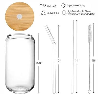 Kitchen  4 Glass Cups With Bamboo Lids And Straws 22oz Customized