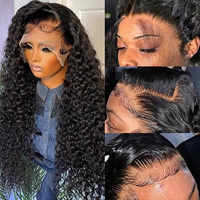 HD Lace Front Human Hair Wigs For Black Women 10A Brazilian Deep Wave Wig  Pre plucked Curly Lace Human Hair Wigs with Baby Hair Bleached Knots Wet  and Wavy Lace Frontal Wigs