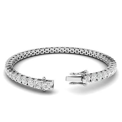 TwoBirch 18k White Gold Plated Tennis Bracelet 4MM with Round