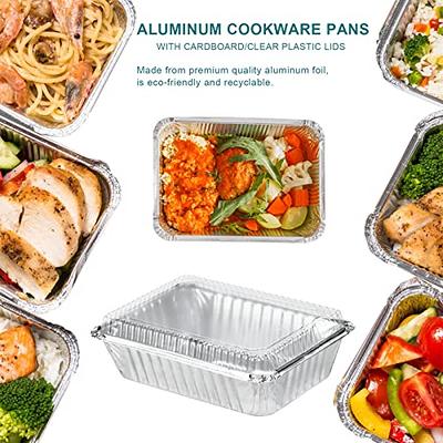 Stock Your Home 1 Lb Small Aluminum Pans with Lids (50 Pack) Foil Pans +  Clear Plastic Lids, Disposable Cookware, Takeout Trays with Lids - To Go