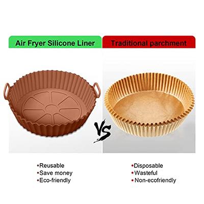 2PCS Airfryer Silicone Basket Mold Reusable Square Air Fryer Pot Tray Heat  Resistant Food Baking for Airfryer Oven Accessories