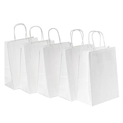 OccasionALL- Extra Small White Paper Gift Bags with Fancy Handles