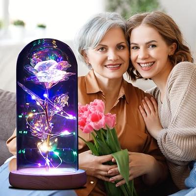 QUNPON Gifts for Women,Birthday Gifts for Women,Flowers Womens Gifts for  Christmas Mom Grandma Sisters Girlfriend Her Wife,1 Rainbow Galaxy Glass  Rose Gifts for… in 2023