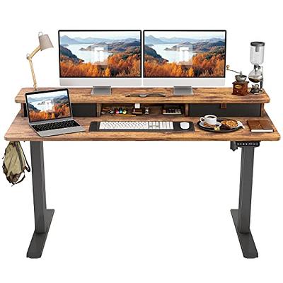 Costway 48'' Electric Sit to Stand Desk Adjustable Workstation w/ Keyboard Tray Brown