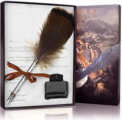 Karhood Feather Quill Pen and Ink Set - Antique Calligraphy Dip Pen with  Ink, 5 Replacement Nibs and Pen Stand Base for Beginners Writing (Black) -  Yahoo Shopping