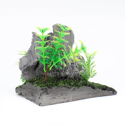 Penn-Plax Rock Aquascape Aquarium Decoration – Gray and Green 