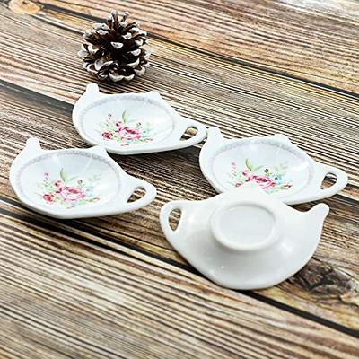 SOCOSY Vintage Flower Porcelain Tea Bag Holder Teapot Shaped Tea