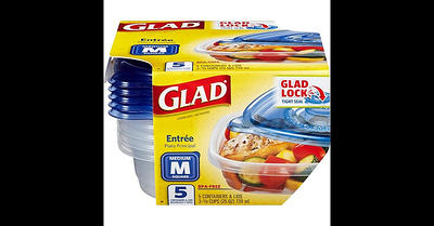 Glad Food Storage Containers, Entree, 25 Ounce, 5 Count