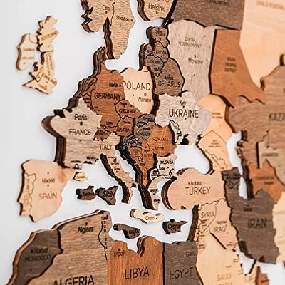 Wall Decor 3D Wood World Map - Home Decor World Map Wall Art Map - 3D Wood World Map Wall Art for Home & Kitchen or Office - Unique Gift Idea for