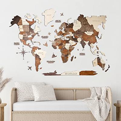 3D Wooden World Map (multicolor) - Large