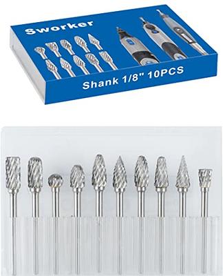 Carbide Burr Set 1/4 Shank 8PC Die Grinder Bits Carbide Rotary Burr Set  Compatible with Dremel Bits for Metal Wood Carving Engraving Polishing  Drilling 