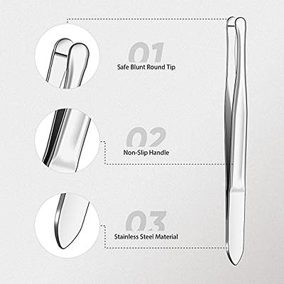 3 Pieces Stainless Steel Round Tip Tweezers Eyebrow Hair Removal Tweezers  Makeup Cosmetic Tool Blunt Tip Tweezers - Yahoo Shopping