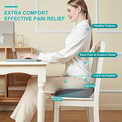 Seat Cushion for Desk Chair - Back Pain, Tailbone Relief, Coccyx, Butt, Hip  Support - Ergonomic Office Chair Sciatica Car Pillow