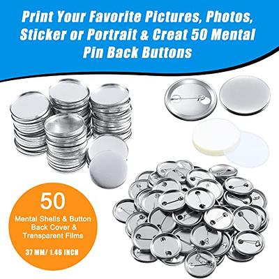  PATIKIL 1.25inch Button Parts, Blank Button Making  Supplies,10Pcs Round Badge Parts DIY Pin Maker Kit for Button Maker Machine  with Metal Cover Plastic Base, Film and Blank Paper
