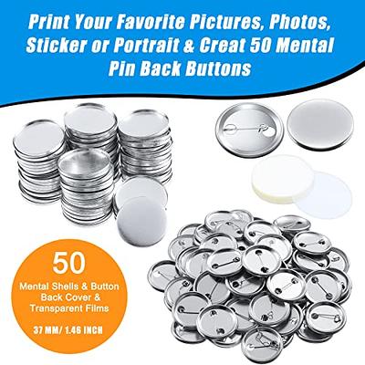 150 Pcs Round Button Parts Blank Button Making Supplies Metal Button Badge  Sets for Button Maker Machine, Include Metal Shells Metal Back Cover Clear Film  Components (Silver, 37 mm/ 1.46 Inch) - Yahoo Shopping