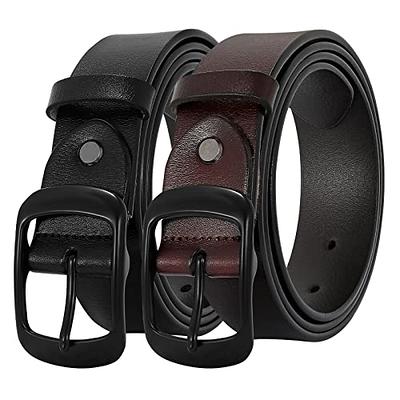 SANSTHS 2 Pack Women Leather Belts Faux Leather Jeans Belt with