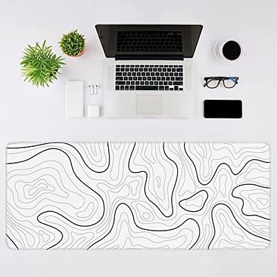 Large Gaming Mouse Pad With Stitched Edges, Minimalist Topographic