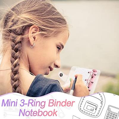 Mini Transparent PVC 3-Ring Binder Covers with Inner Paper,Binder  Pockets,Mini Daisy Notebook Binder