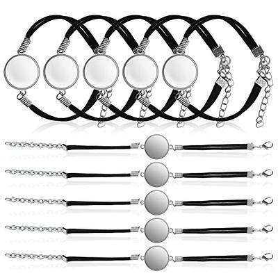 SEWACC 10pcs Bracelet Bezel Settings Sublimation Bracelet Round Bezel Tray Blank  Bangle with Artificial Leather Belt for Crafting DIY Bracelets Making -  Yahoo Shopping