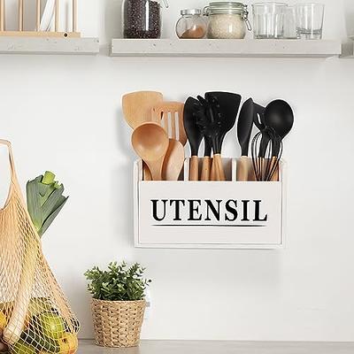 brekle Kitchen Utensil Holder Rustic Large Wooden Utensil Organizer Cooking  Tools Storage (Farmhouse Wooden)