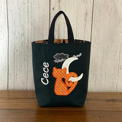 Bag of Treats, Custom Halloween Kids, Personalized Canvas Tote Bag