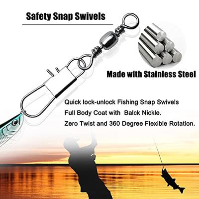 Fishing Barrel Swivel with Safty Snap, 120pcs Snap Swivels Fishing Tackle  Stainless Steel Safty Interlock Snaps Saltwater Freshwater Fishing  Connector 31-95Lb 