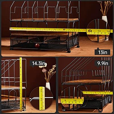 Bamboo Office Desk Accessories Workspace Organizer with Storage Drawers,2 Paper Tray and 5 Upright Slots,File Sorter Folder Holders Desktop