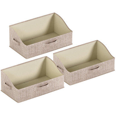 3 Pcs Trapezoid Storage Bin Foldable Fabric Basket Box with Handle