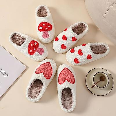 Women's Heart Pattern Fuzzy Slippers, Closed Toe Warm & Cozy Plush Shoes,  Home Bedroom Slippers - Temu