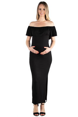 Women's 24seven Comfort Apparel Off-The-Shoulder Pleated Maxi Dress