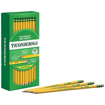 Ticonderoga Wood-Cased Pencils, Unsharpened, 2 HB Soft, Black, 12 Count