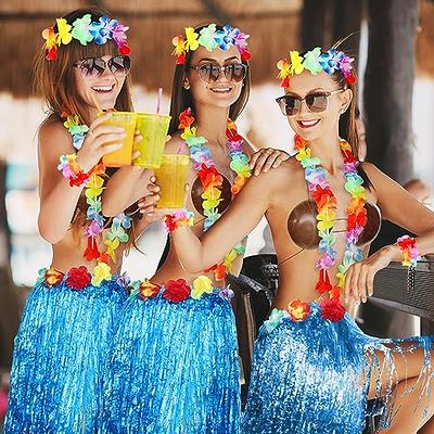 Tigeen 6 Pcs 23.6 inch Coconut Bra Hawaiian Grass Hula Skirt Costume Set  Dance Leis Outfit for Women Luau Party Supplies (Blue) - Yahoo Shopping
