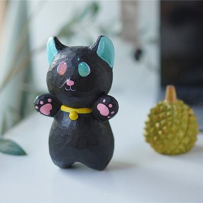 Christmas Ornament Polymer Clay Figure Black Cat 