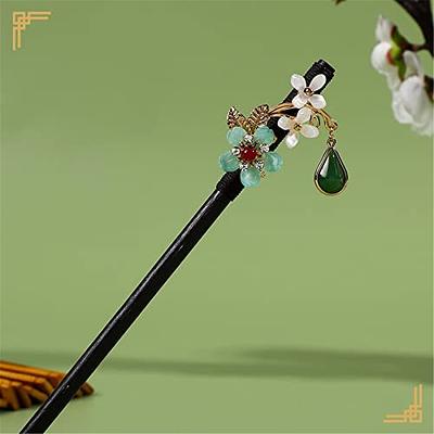 2PCS Chinese Traditional Flower Hair Sticks Vintage Wooden Hairpin