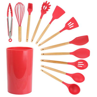 Mainstays 10 Piece Silicone Kitchen Utensil Set, Red 